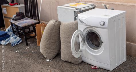 Panorama washing machine and laundry recycling Stock Photo | Adobe Stock