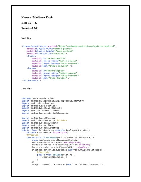 Pr20 - notes - Name :- Madhura Kank Roll no :- 23 Practical 20 Xml File:-