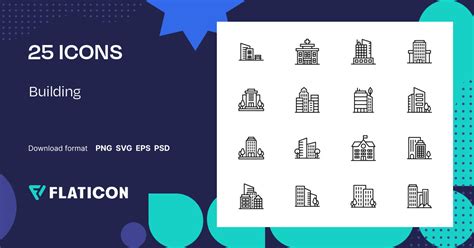 Building Icon Pack | Black outline | 25 .SVG Icons