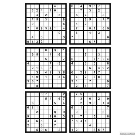 Hard Sudoku Printable 6 Per Page - Gridgit.com