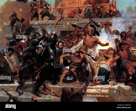 Emanuel Leutze’s 1848 painting 'Storming of the Teocalli by Cortez and ...