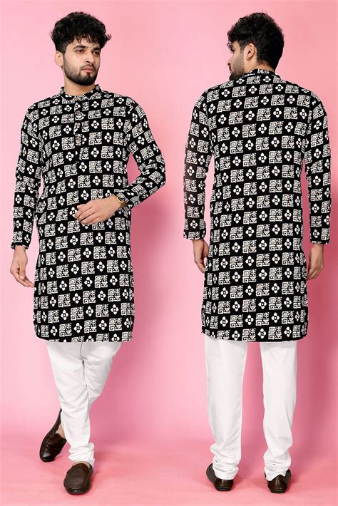 Black Band Collar Crepe Straight Long Kurta – The Fab Factory