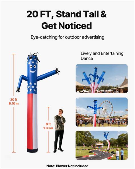 VEVOR Inflatable Tube Man, 20-Feet Tall, Wacky Waving Dancing Tube Guy ...