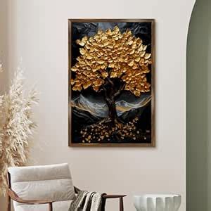 PAPER PLANE DESIGN Large Painting for Living Room – Abstract Golden ...