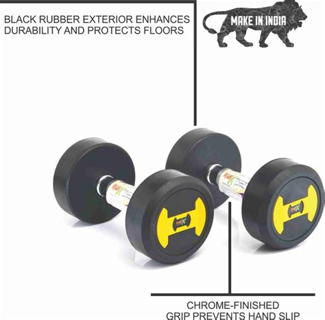RUBX RUBBER COATED ROUND DUMBBELLS 5KG (PACK OF TWO) Fixed Weight ...