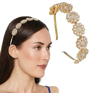 Buy LYKAA Gold Plated Kundan Metal Hairband,Tiara Head Hair Piece ...