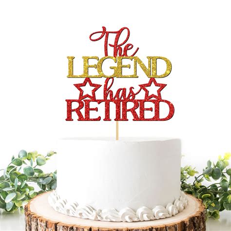 Buy Helewilk Golden and Red The Legend Has Retired Cake Topper, Glitter ...