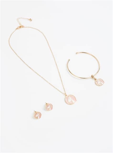 Buy Girls Unicorn Charm Necklace Set with Bracelet Online at just Rs ...