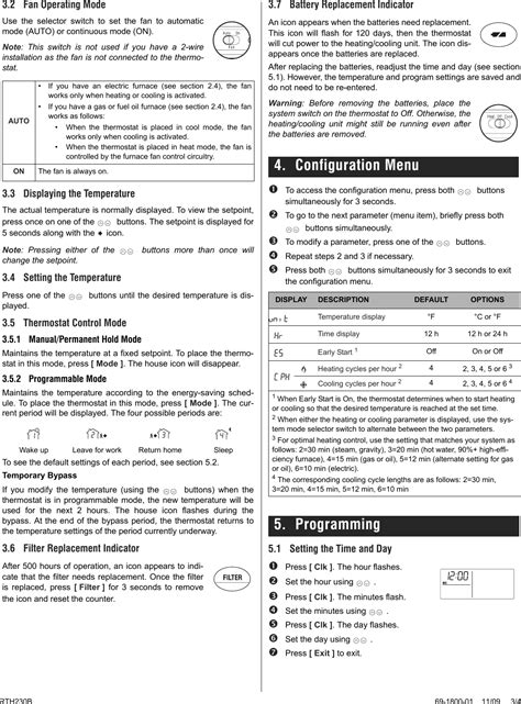 Honeywell Thermostat Rth230B Users Manual 69 1800 Programmable ...