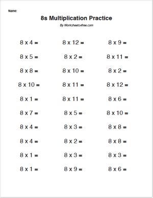 8 Times Table Worksheet 的图像结果