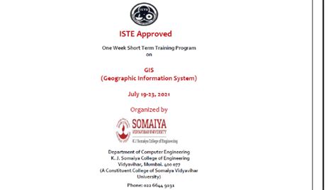 ISTE Approved One Week Short Term Training Program on GIS (Geographic ...