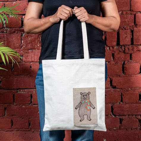 Buy Handcrafted Animal Themed Canvas Tote Bag Online On Zwende