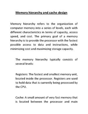 Memory hierarchy and cache design 2 - efficiency of cache accesses ...