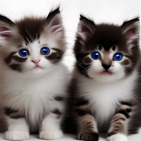 High Resolution Digital Graphic of Two Cute Fluffy Kitten Cats ...
