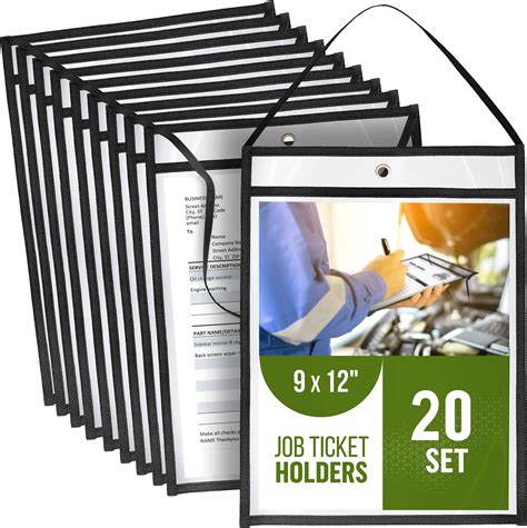 Amazon.com : 20 Pack Job Ticket Holders 9x12 with Strap - Hanging Shop ...
