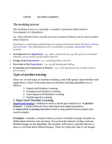 Datascience 3 AND 4 - key points - ####### UNITIII MACHINE LEARNING The ...