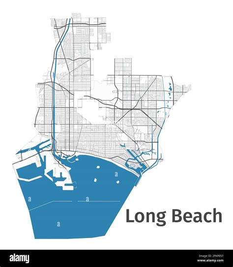 Long Beach map. Detailed map of Long Beach city administrative area ...