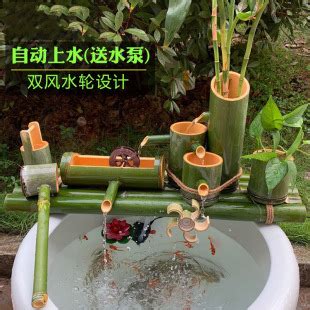水循环流水器水缸造景摆件自循环鱼缸上的竹排竹筒过滤水增氧加湿-阿里巴巴