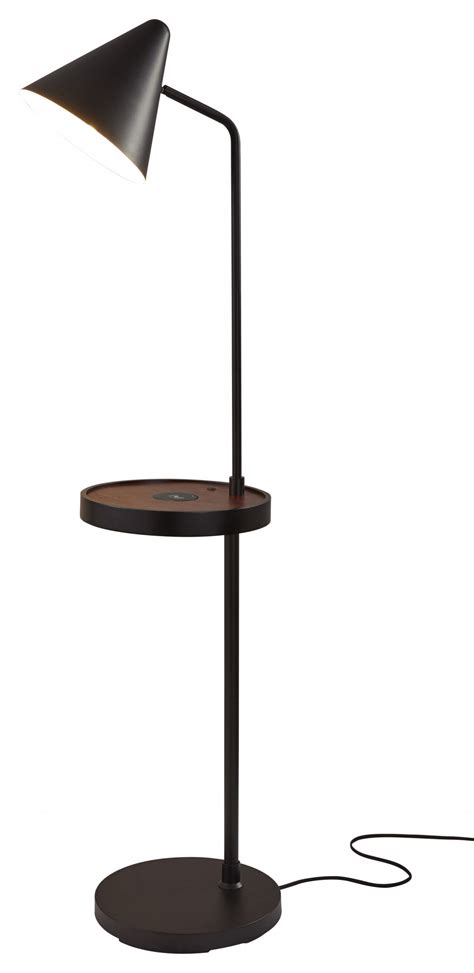 59" Tray Table Floor Lamp With Black Cone Shade - Transitional - Floor ...