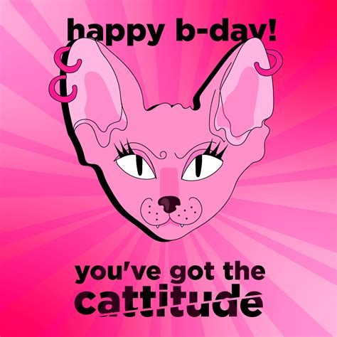 Cool Pink Cat Cattitude Happy Birthday | Boomf
