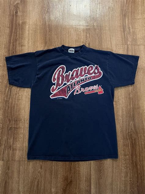 Vintage 1998 Atlanta Braves Logo Tee Navy | Grailed