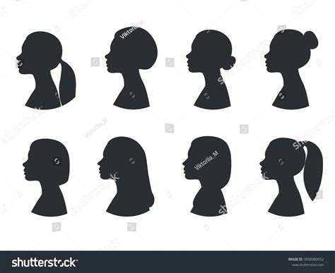 Collection Female Profile Silhouettes Different Hairstyles Stock Vector ...