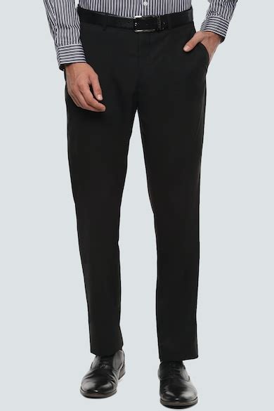 Buy Men Black Slim Fit Solid Flat Front Formal Trousers Online - 603674 ...