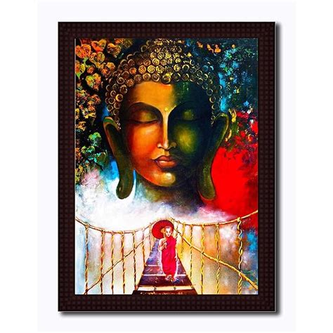 Tamatina Wooden Texture Framed Canvas Painting | Gautam Buddha | Home ...