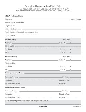 Fillable Online Pediatric Consultants of Troy PC Fax Email Print ...