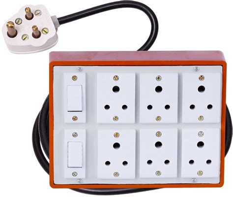 Cordnet-Grade Extension Board (Brown Variant) Six Socket Two Switch 5 ...