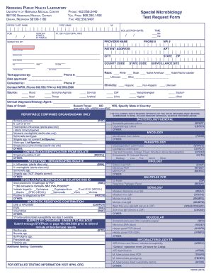 Fillable Online nphl Special Microbiology Test Request Form - the ...