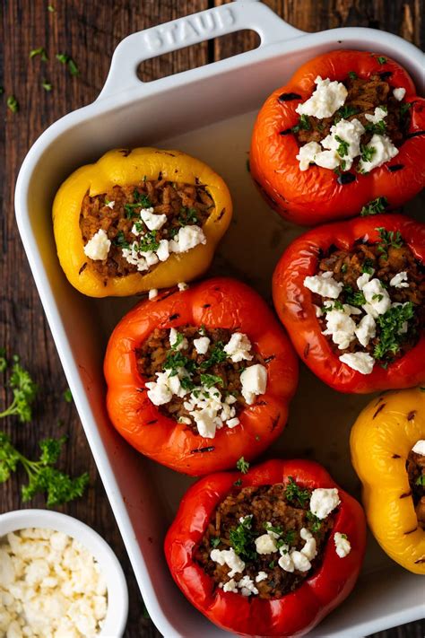 Greek Stuffed Peppers - The Wanderlust Kitchen