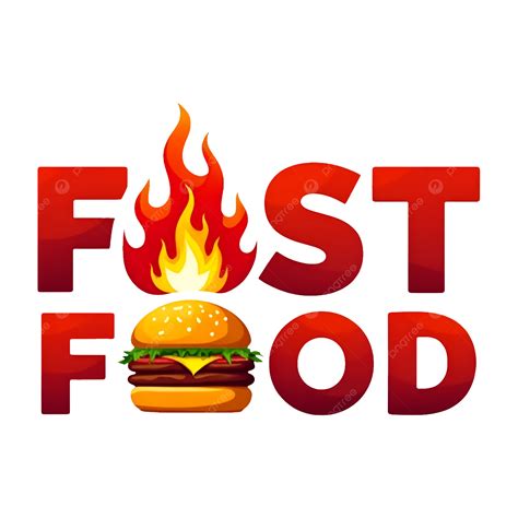 Fast Food Logo With Burger, Fast Food Text Logo Image, Fast Food ...