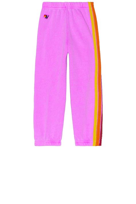 Aviator Nation 5 Stripe Kids Sweatpant in Neon Purple | REVOLVE