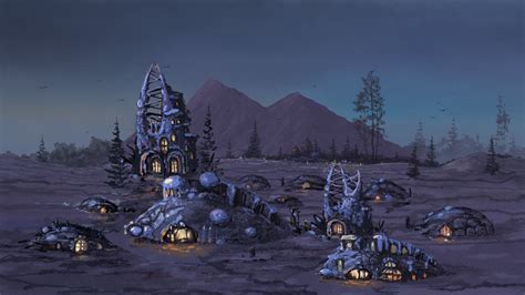 Download wallpaper 1920x1080 settlement, houses, mountains, fantasy ...