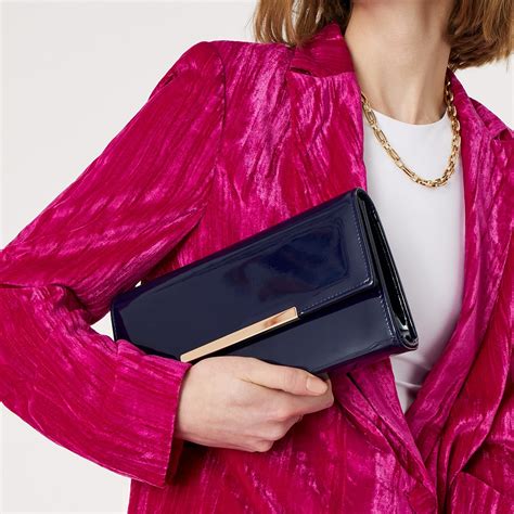 Accessorize London Women's Faux Leather Navy Patent Clutch Party Bag ...