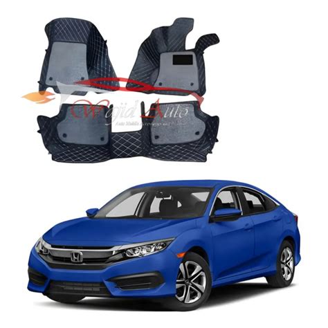 Buy Honda Civic X 2016-2022 9D Luxury Floor Mats -Wajid Auto