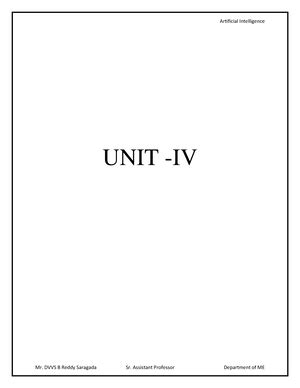 Artificial intelligence and machine learning notes unit 3 - UNIT - III ...