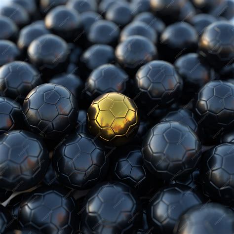 Premium Photo | Golden soccer ball with black soccer balls