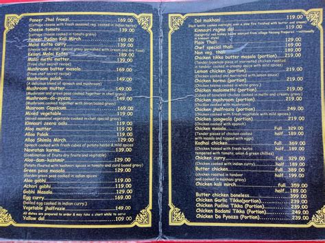 Menu at The Cafeteria Roof, Reckong Peo