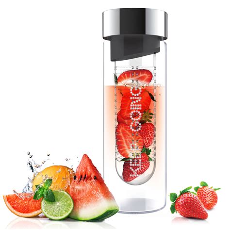 Glass Flavor Drinking Water Bottle with Built In Fruit Infuser ...