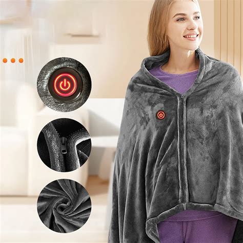 USB Heated Blanket Shawl,Wearable Electric Blanket with 3 Heating Levels Heated Electric Throw ...