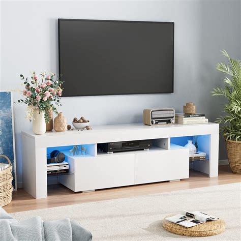 Buy JUMMICO TV Stand with LED Lights, Modern Entertainment Center Media ...