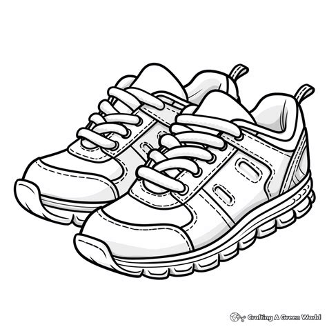 Running Shoe Coloring Page Page 3 | Running Shoe Outline Vector Art,