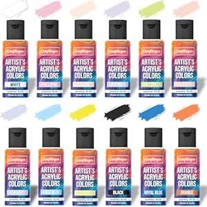 Craftinger 12-Sets Acrylic Colours with 30ml Varnish | Each 30ml Pastel ...
