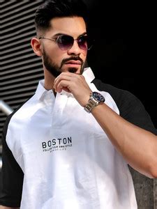 MANIAC Printed Men Polo Neck White, Black T-Shirt - Buy MANIAC Printed ...