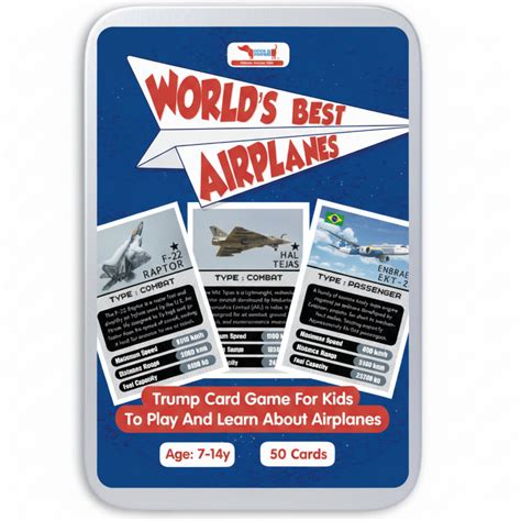 Airplane Trump Cards Game for Kids (50 Cards, Ages 6+)