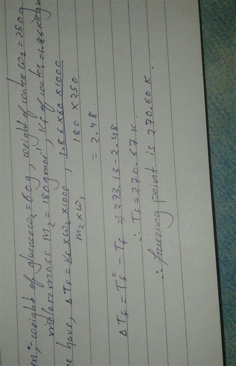 calculate the freezing point of a solution containing 60g of glucose ...