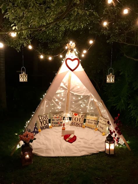 St. Valentines Day Light Teepee | Romantic date night ideas, Valentine ...