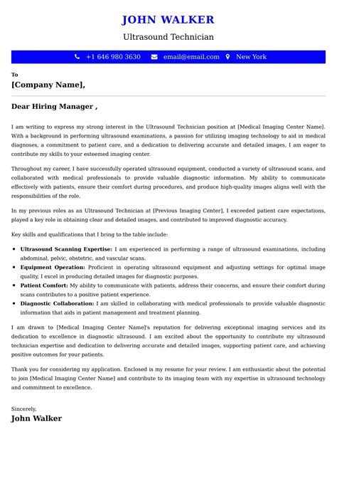 Ultrasound Technician Cover Letter Examples India